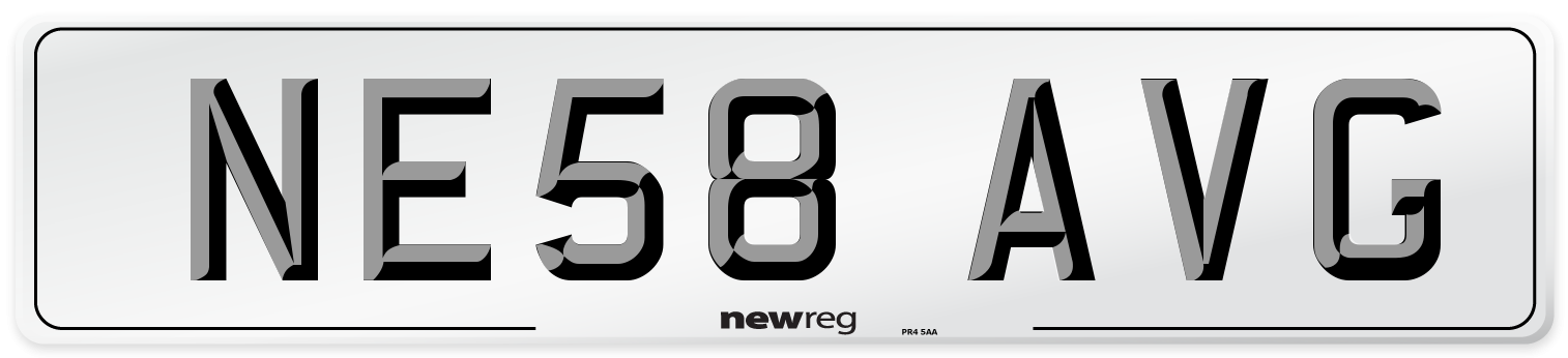 NE58 AVG Number Plate from New Reg